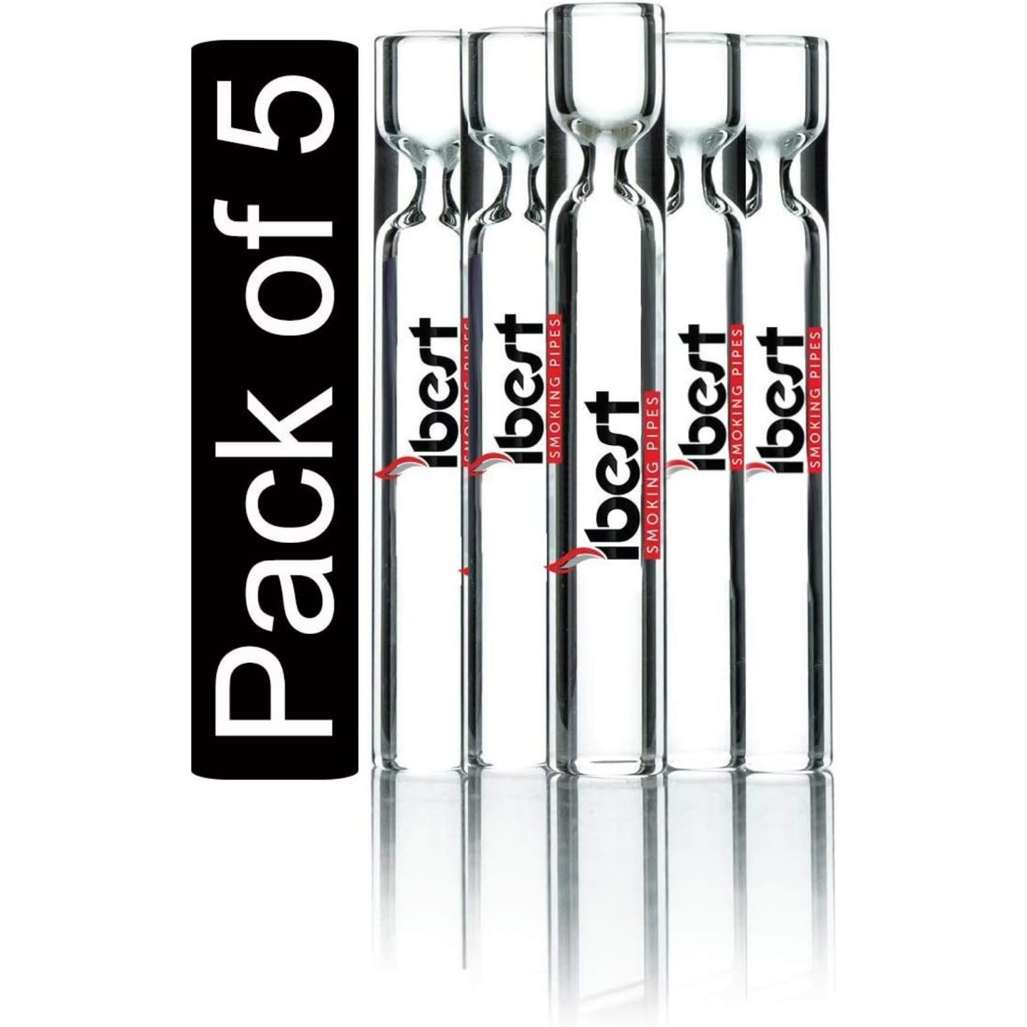 12mm Taster Clear Pack of 5 Tasters Glass Pipes Bat Cigarette Holder Nicotine Free