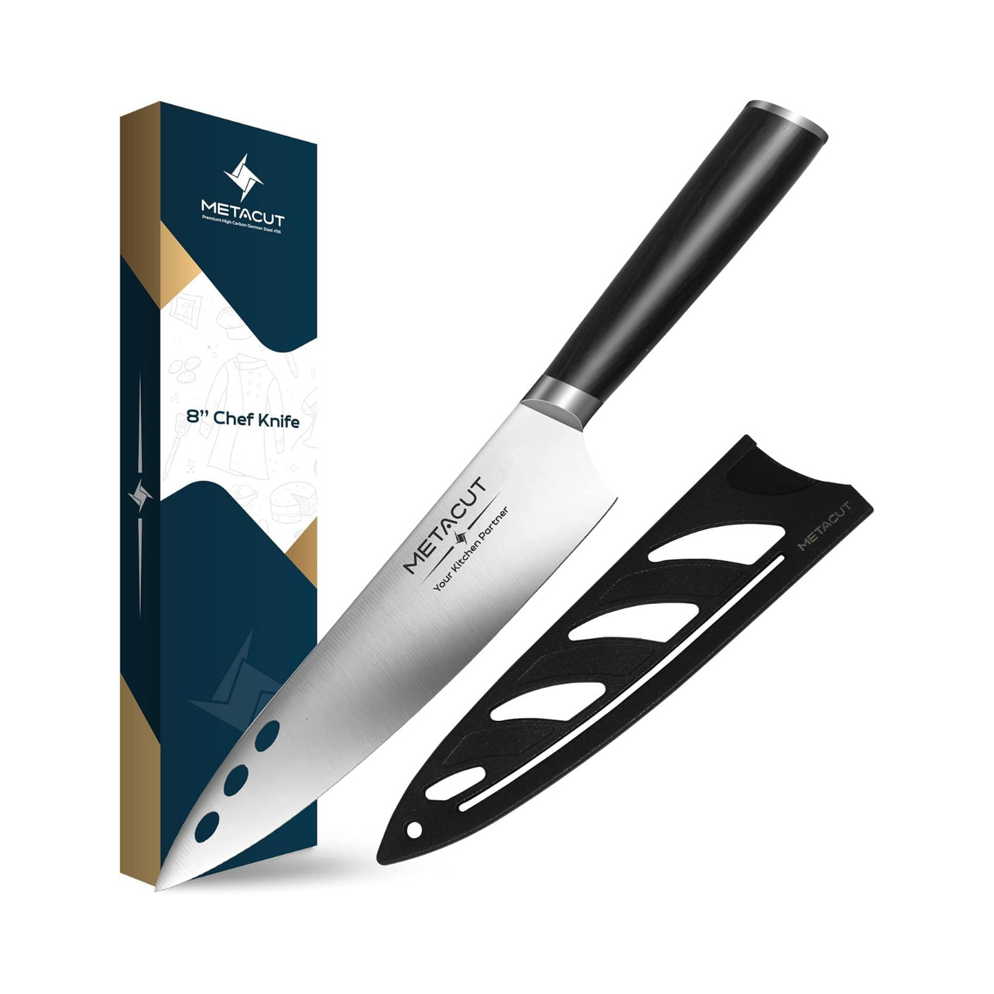 Metacut 8" Chef Knife – German Stainless Steel, Ergonomic Handle, Dishwasher Safe, Gift Box