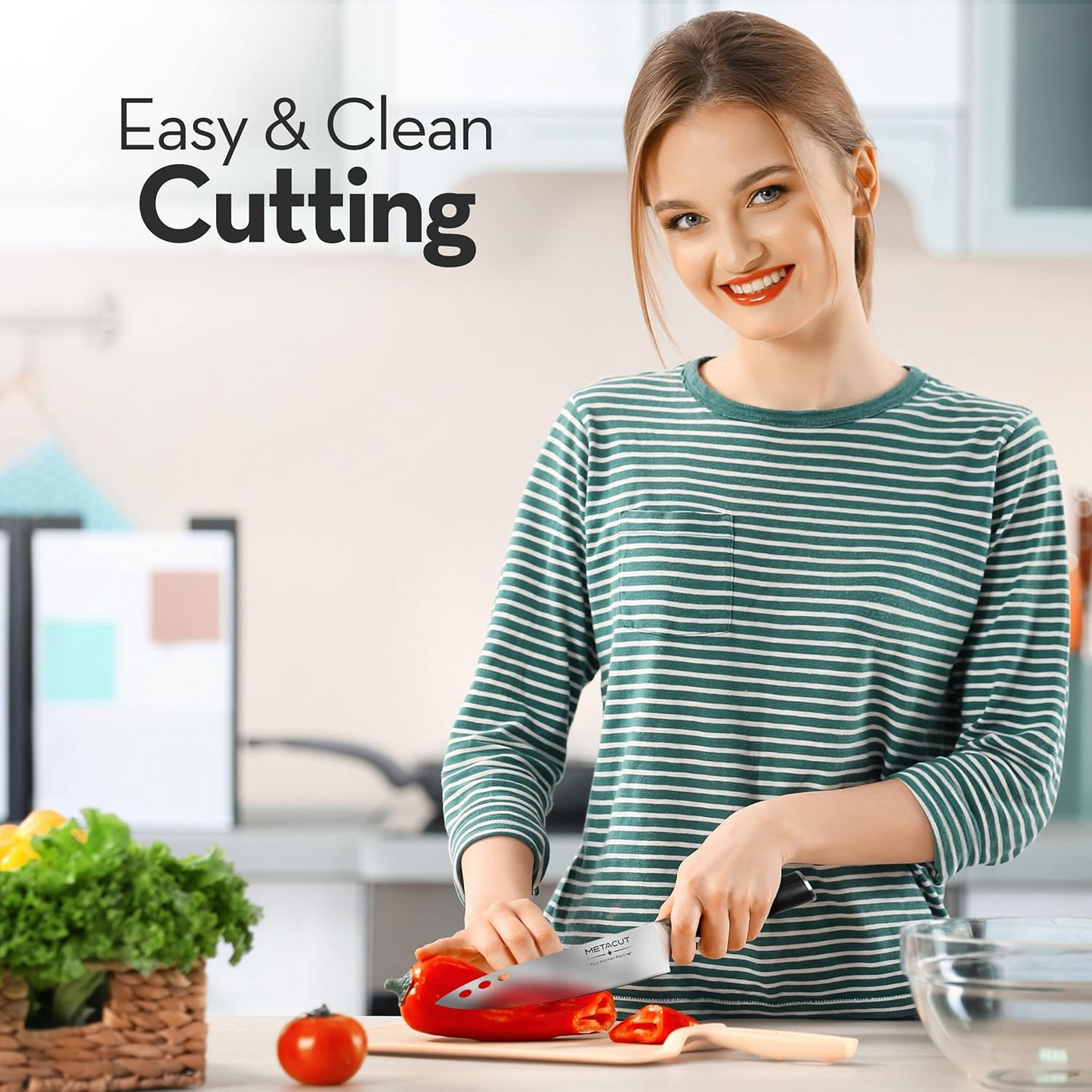 Metacut 8" Chef Knife – German Stainless Steel, Ergonomic Handle, Dishwasher Safe, Gift Box