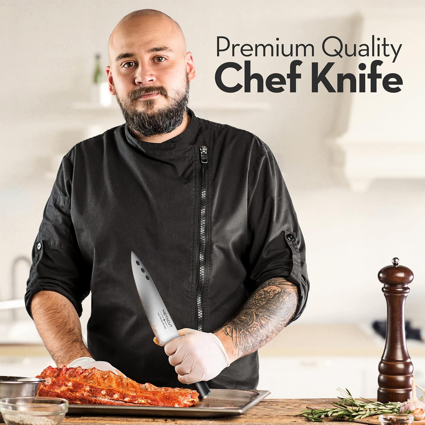Metacut 8" Chef Knife – German Stainless Steel, Ergonomic Handle, Dishwasher Safe, Gift Box