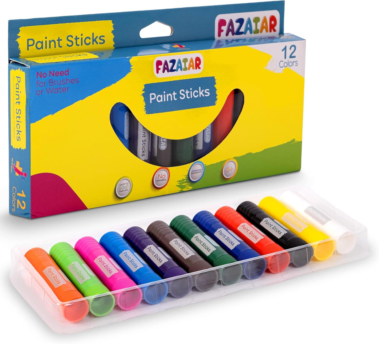 Paint Sticks for Children Assorted Colors with Ergonomic Grip & Well-Defined Nib - Quick-Drying, Washable Paints for Kids – Perfect for Beginners & Professionals