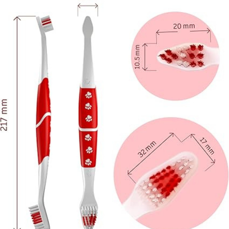 Pet Toothbrush for Dogs & Cats  Dual‑Head Soft Bristles