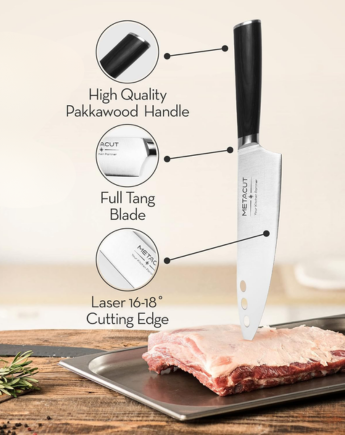 Metacut Chef Knife | Ultra Sharp German Stainless Steel Professional Kitchen Knife