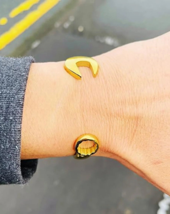 9ct Gold Plated Spanner Bracelet | Designer Tool Bangle For Men & Women