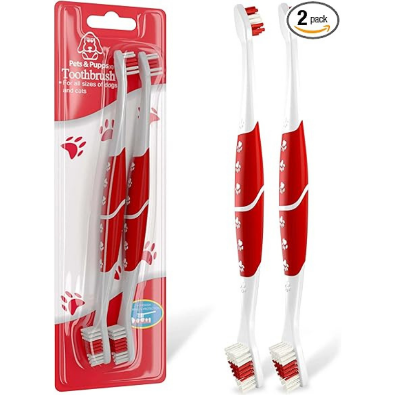 Pet Toothbrush for Dogs & Cats  Dual‑Head Soft Bristles