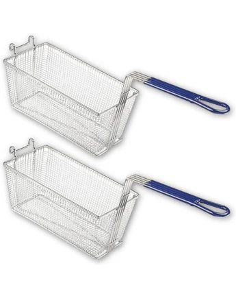 (Pack of 2) Stainless Steel Fryer Basket with Heat Resistant Handle