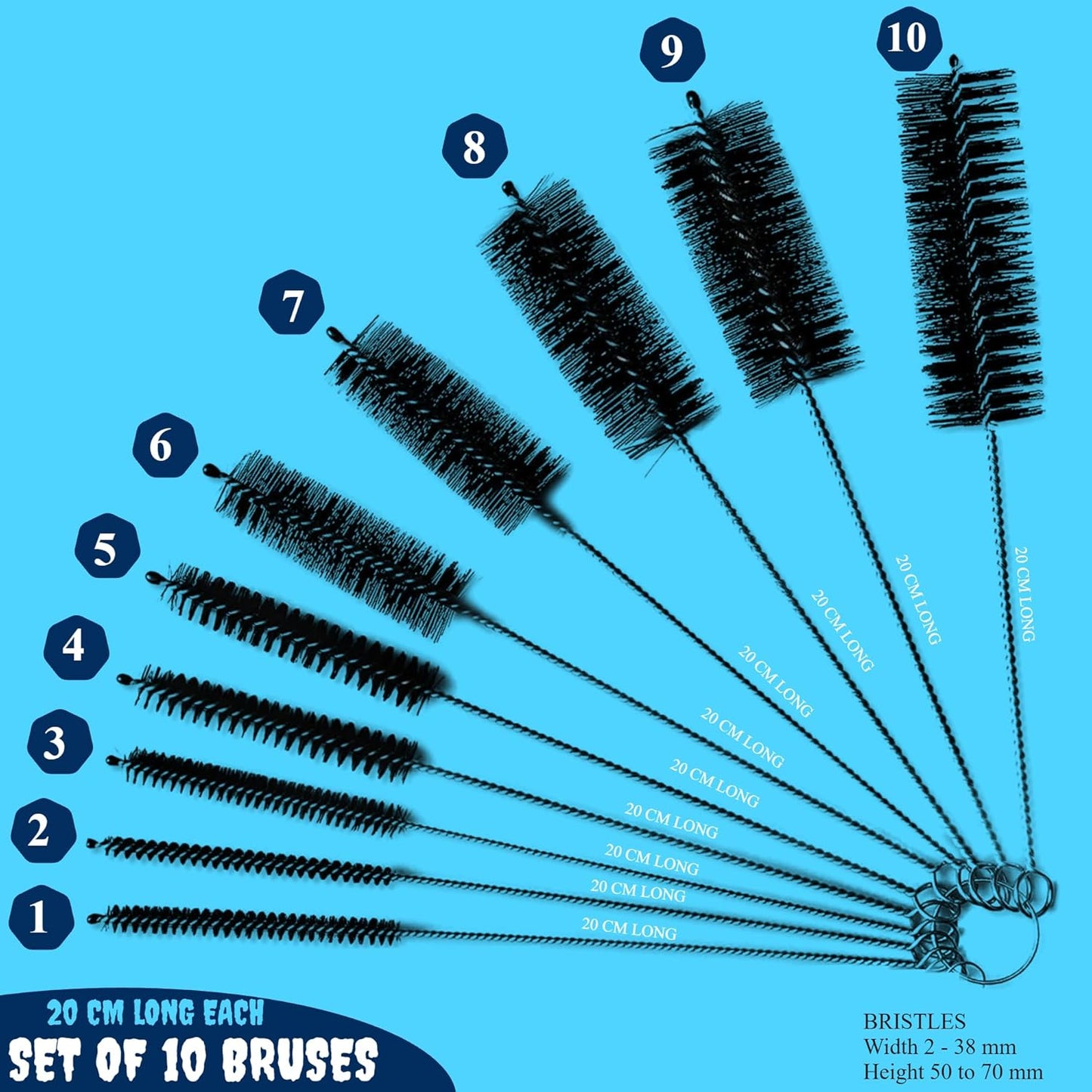 Pipe Cleaners | Cleaning Brushes for Small Spaces | Multi-Size Straw, Window, Airbrush Air Up Bottle Cleaner (Small Brushes 10 Pcs)