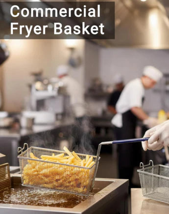 (Pack of 2) Stainless Steel Fryer Basket with Heat Resistant Handle