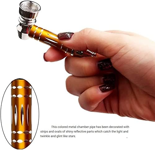 Metal Smoking Pipes Tobacco Pipe Cigarette Holder Free 5 Screens Gold