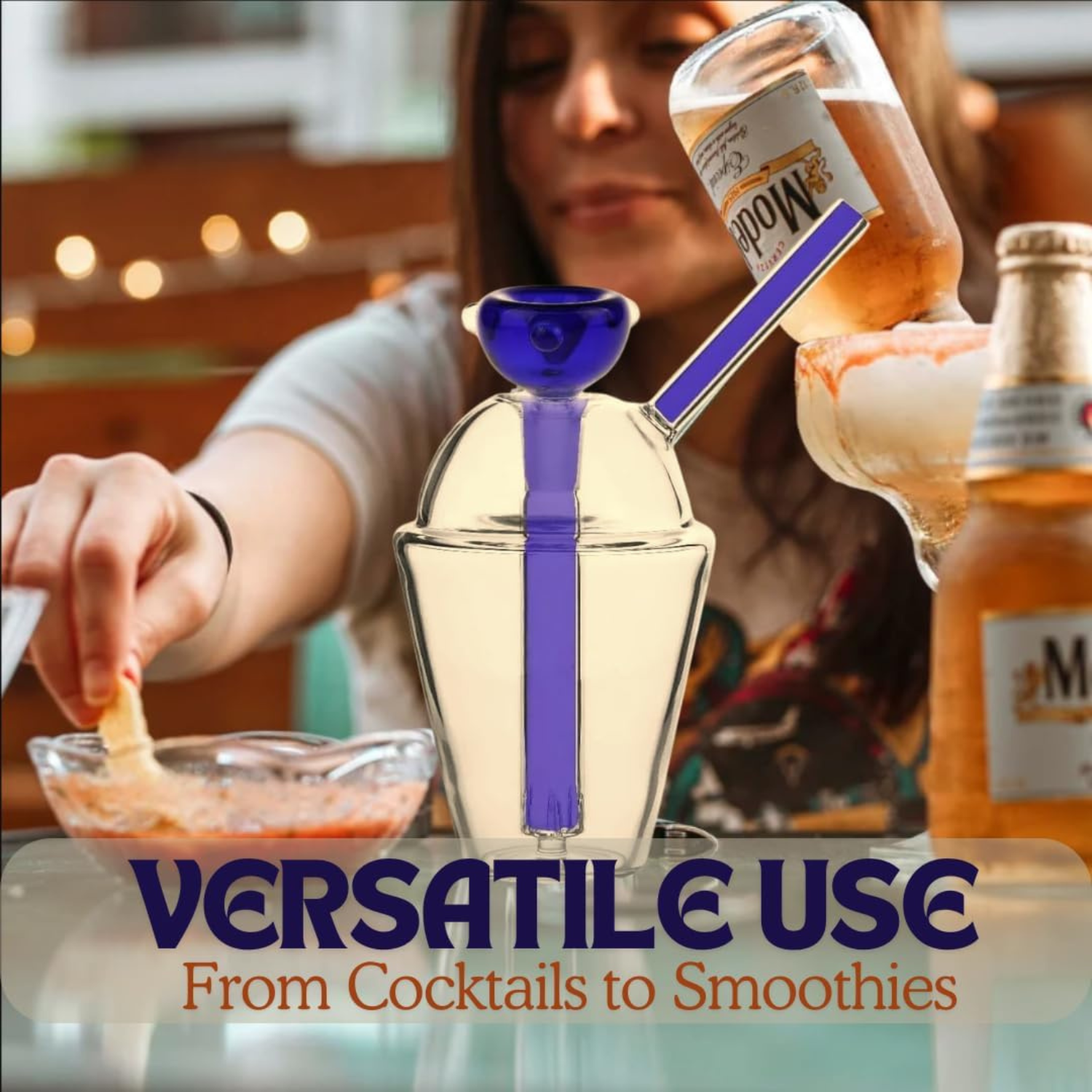 iBest UK Glass Cup with Straw | Handmade Glass Cup
