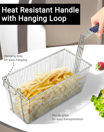 (Pack of 2) Stainless Steel Fryer Basket with Heat Resistant Handle