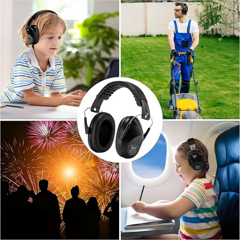 Black Ear Defenders Headphone | Noise Cancelling Safety Earmuffs for Children & Adults
