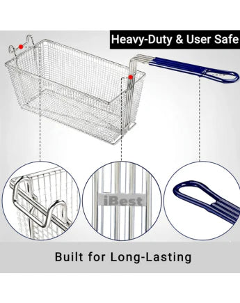 (Pack of 2) Stainless Steel Fryer Basket with Heat Resistant Handle