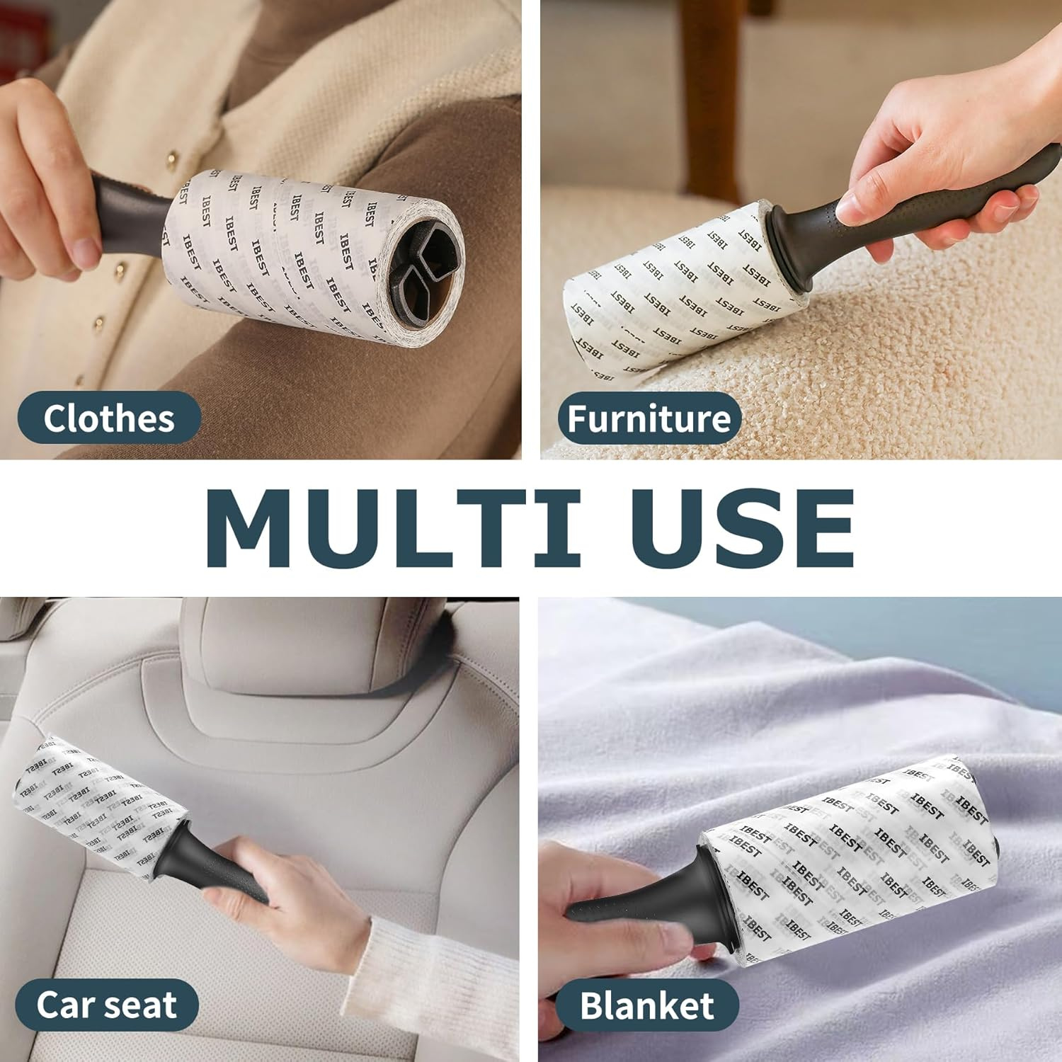 Lint Rollers For Pet Hair, Clothes, Carpet | Sticky Flint Fluff Dust Lint Remover