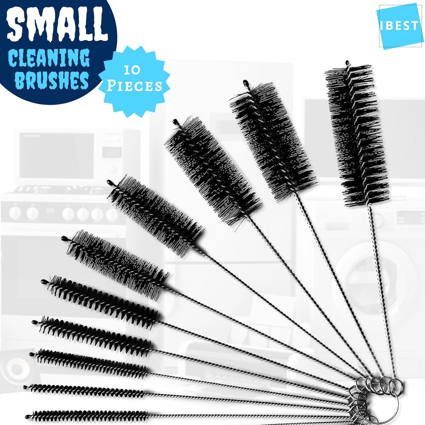 Pipe Cleaners | Cleaning Brushes for Small Spaces | Multi-Size Straw, Window, Airbrush Air Up Bottle Cleaner (Small Brushes 10 Pcs)