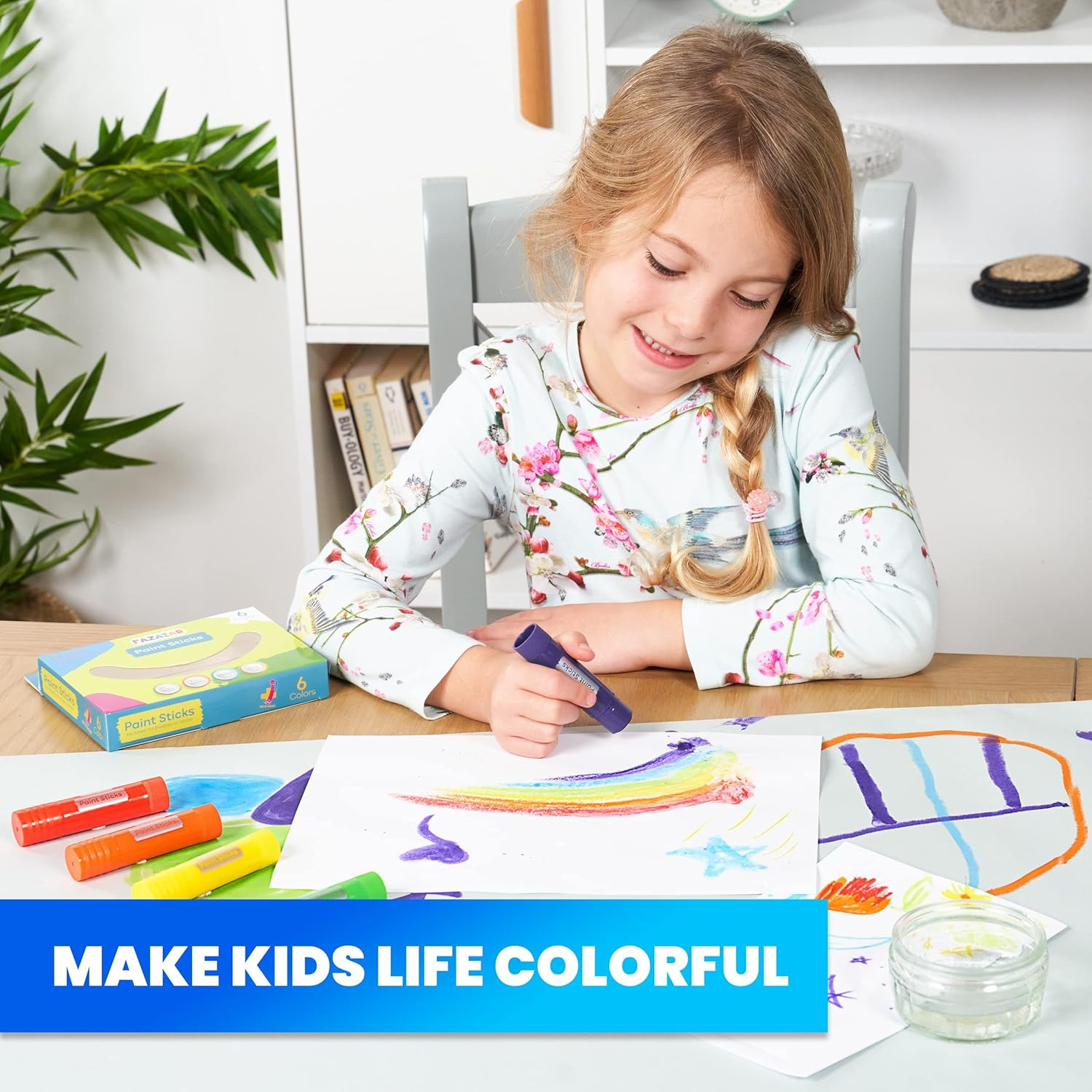 Paint Sticks for Children | Assorted Colors with Ergonomic Grip & Well