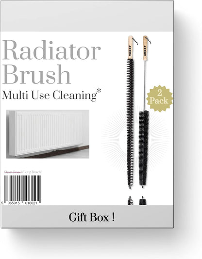 Radiator Brush with Wooden Handle | Pack of 2 Radiator Cleaner Brush with Hanging Hook Loop