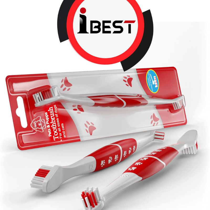 Pet Toothbrush for Dogs & Cats  Dual‑Head Soft Bristles