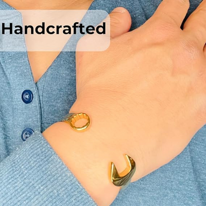 I BEST U.K 9ct Gold Plated Spanner Bracelet Designer Tool Bangle Men Women Small Size