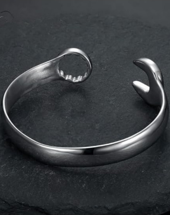 Mens Bracelets Silver Cuff Bangle| Vintage Motorcyclist