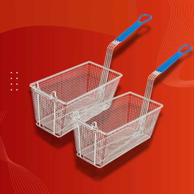 (Pack of 2) Stainless Steel Fryer Basket with Heat Resistant Handle